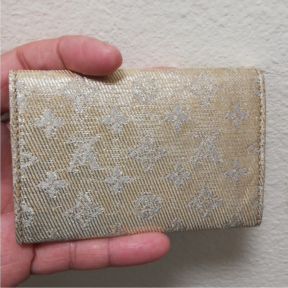 Louis Vuitton Silver/Gold Monogram Shine Porte Monnaie Card Holder - Picture 3 of 8